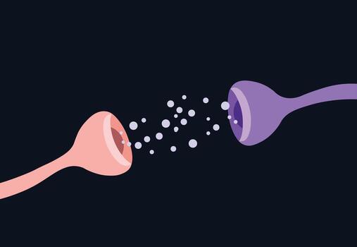 Synaptic transmission, Nervous system, and Brain synapses illustration. vector