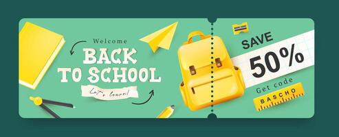 Back to school sale banner with backpack vector