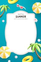 Summer theme background with umbrellas and palms vector