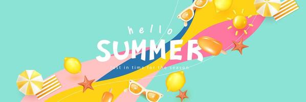 Colorful summer graphic with accessories vector