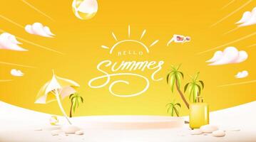 Colorful summer illustration with palm trees vector