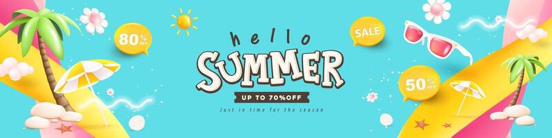 Summer sale banner with discounts vector