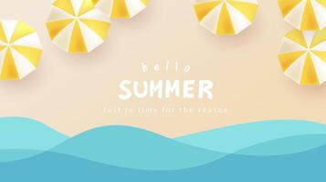 Summer beach umbrellas and waves vector