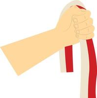 Hand Carrying Indonesian Flag with Cartoon Concept vector