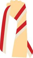 Hand Carrying Indonesian Flag in Cartoon Design. vector