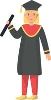 Happy Woman Graduation at University. Isolated on White Background vector