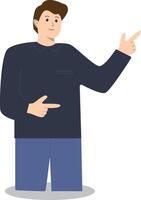 Happy Man Pointing Character in Cartoon Design vector