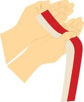 Hand Carrying Indonesian Flag. vector