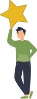 Young Man Giving Star Illustration with Cartoon Design. vector