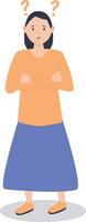Illustration of Young Woman Thinking and Asking Question with Cartoon Design vector