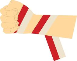 Hand Carrying Indonesian Flag with Cartoon Concept. vector
