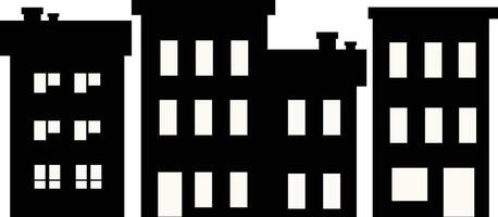 Black Silhouette of Cityscape Skyline. Flat Illustration. vector
