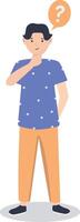 Illustration of Young Man Thinking and Asking Question with Cartoon Design vector