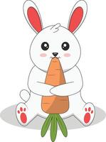 Cute Bunny Character in Flat Cartoon Design vector