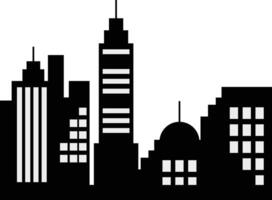 Silhouette of City Skyline on White Background. vector