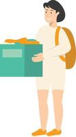 Woman Volunteers Character Isolated on White Background. vector