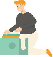 Man Volunteers Character on White Background vector