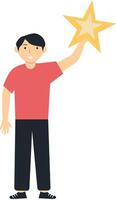 Person Giving Star for Customer Review Rating, Isolated on White Background, vector