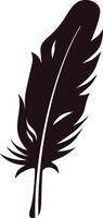 Bird Feather Silhouette. Isolated on White Background, vector