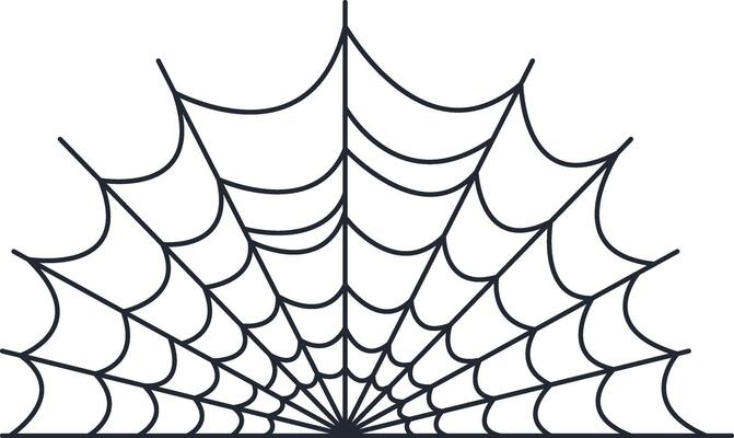 Hand Drawn Halloween Spider Web in Flat Design. Isolated on White Background.