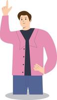 Happy Man Pointing Character. vector