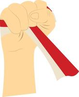 Hand Carrying Indonesian Flag vector