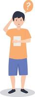 Young Man Thinking and Asking Question. Cartoon Character. vector