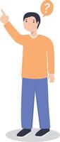 Young Man Thinking and Asking Question vector