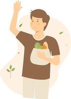 Green Lifestyle Man Character in Cartoon Design vector