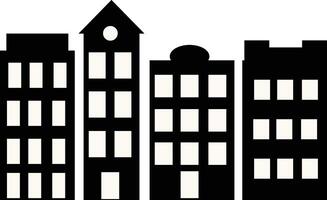 Black Silhouette of Cityscape Skyline with Flat Style. vector