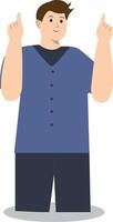 Happy Man Pointing Character with Cartoon Design vector
