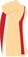 Hand Carrying Indonesian Flag on White Background vector