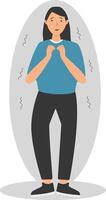 Young Woman Mental Disorder with Cartoon Design. vector