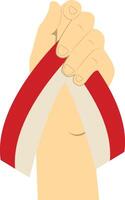 Hand Carrying Indonesian Flag with Cartoon Design. vector