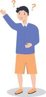 Young Man Thinking and Asking Question. vector
