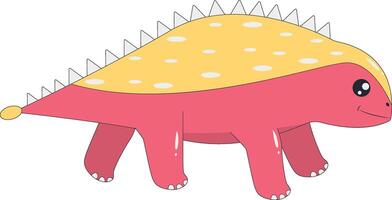 Cute Colorful Dinosaur in Flat Cartoon Design vector