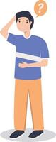 Illustration of Young Man Thinking and Asking Question in Cartoon Design vector