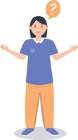 Young Woman Thinking and Asking Question with Cartoon Design vector