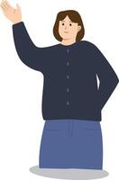 Happy Woman Pointing Character. Isolated on White Background. vector