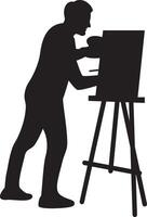 Silhouette of Artist Man Drawing on Canvas vector