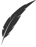 Black Silhouette of Majestic Feather with Simple Design, vector