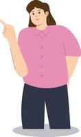 Happy Woman Pointing Character vector
