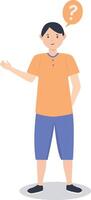 Illustration of Young Man Thinking and Asking Question on White Background vector