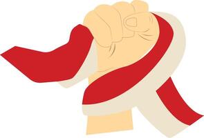 Hand Carrying Indonesian Flag in Cartoon Design vector