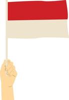 Hand Carrying Indonesian Flag with Flat Design vector