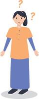Young Woman Thinking and Asking Question in Flat Design vector