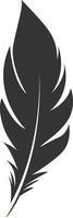 Black Silhouette of Majestic Feather on White Background vector