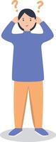 Young Woman Thinking and Asking Question in Flat Design. vector