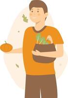 Green Lifestyle Man Character in Cartoon Design. vector