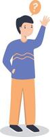 Illustration of Young Man Thinking and Asking Question. vector